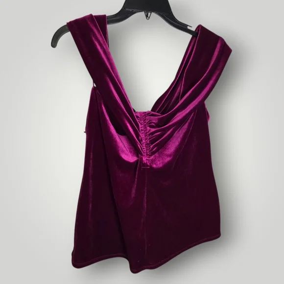 Parker Off the Shoulder Velvet Top Magenta Size Medium - Picture 3 of 7
